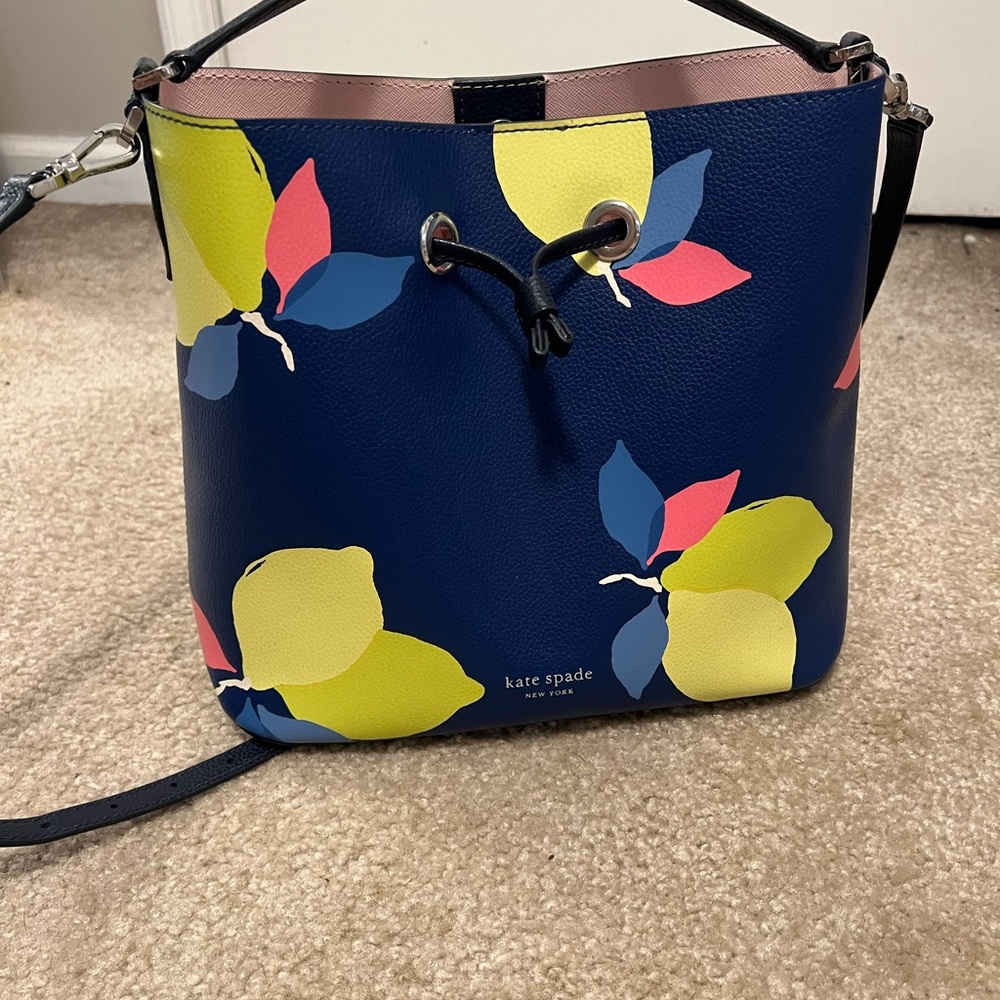 Kate Spade Navy Lemon Print Crossbody Bag